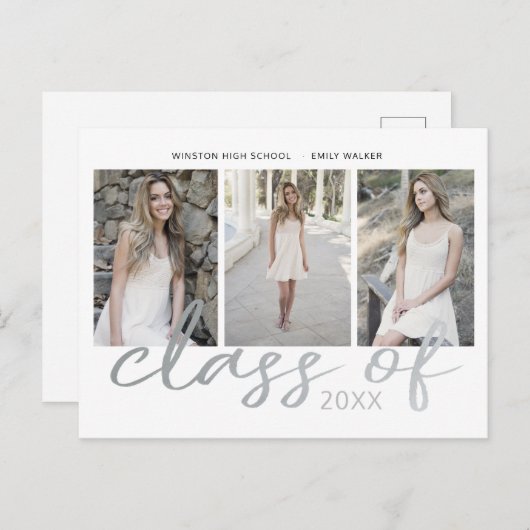 シルバースお洒落クリプト写真卒業 案内ポストカード (正面/裏面)