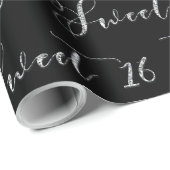 シルバースウィート16任意の色の誕生日パーティー ラッピングペーパー (ロールコーナー)
