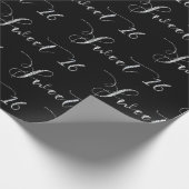 シルバースウィート16任意の色の誕生日パーティー ラッピングペーパー (角)