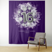 シルバースウィート16日バルーン紫の背景 タペストリー (インサイチュ)