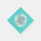 シルバースウィート16誕生日バルーンパーティーティール(緑がかった色) スタンダードカクテルナプキン (角)