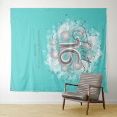 シルバースウィート16 Bdayバルーンパーティーティール(緑がかった色)背景 タペストリー (インサイチュ(横))