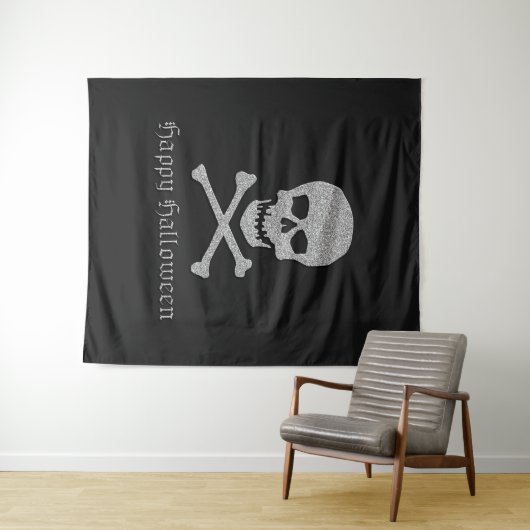 シルバースカル&クロスボーンズのハロウィーン背景 タペストリー (インサイチュ(横))