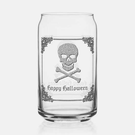 シルバースカル&クロスボーンハロウィーン ガラス缶 (正面)