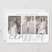 シルバースクお洒落リプト写真卒業カード セーブザデート (正面)