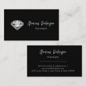 シルバースクリプトで黒い背景にダイヤモンド 名刺 (正面/裏面)