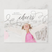 シルバースクリプトハッピーホリデパーソナライズされたーズフォトポ ポストカード (正面)