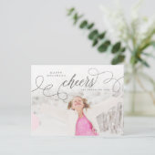 シルバースクリプトハッピーホリデーズパーソナライズされたフォト ポストカード (スタンド正面)