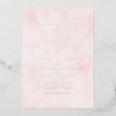 シルバースクリプト赤面ウォーター結婚カラー 箔招待状 (正面)