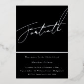 シルバースクリプト40th誕生日パーティーシルバー 箔招待状 (正面)