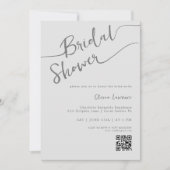 シルバースクリプトQRブライダルシャワー招待状 招待状 (正面)