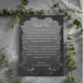 シルバースクロールヴィンテージグレイ結婚ズ・サンキュー サンキューカード