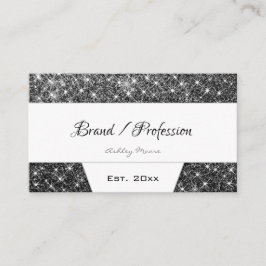 シルバースタイリッシュグリッターシメリーブラックアンドホワイト 名刺