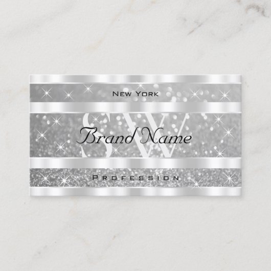 シルバースタイリッシュグリッタースきらめくターズ単角 名刺 (正面)
