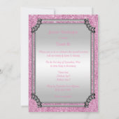 シルバースタイリッシュフレーム&ピンクポーズジェムボウスウィート16 招待状 (裏面)