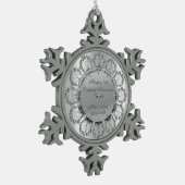 シルバースタイリッシュフローラス結婚ワーズ記念日 スノーフレークピューターオーナメント (左)