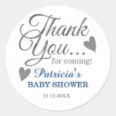 シルバースタイリッシュボーイ赤ちゃんシャワーありがとう ラウンドシール (正面)