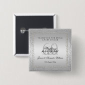 シルバースタイリッシュ紙吹雪60th結婚's Thank You 缶バッジ (正面&裏面)