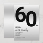 シルバースタイリッシュ60歳の誕生日パーティー 招待状 (正面/裏面)