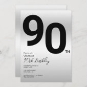 シルバースタイリッシュ90歳の誕生日パーティー 招待状 (正面/裏面)