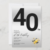 シルバースタイリッシュ&バルーン40歳の誕生日パーティー 招待状 (正面)