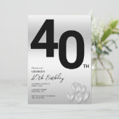 シルバースタイリッシュ&バルーン40歳の誕生日パーティー 招待状 (スタンド正面)