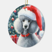 シルバースタンダードプードルウォーターカラークリスマス セラミックオーナメント (左)