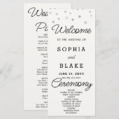 シルバースターの天体オフホワイト結婚式プログラム (正面/裏面)