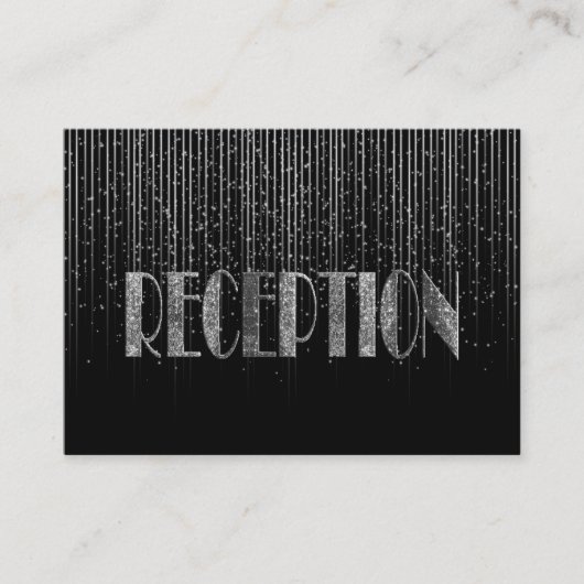 シルバースターシャワーとブラック結婚ズデザイン エンクロージャーカード (正面)