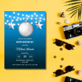 シルバースターストリングライトブルーグラデーション誕生日 招待状