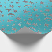 シルバースターズエレガントムーンターコイズアクアマリン ラッピングペーパー (角)