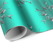 シルバースターズオンティール(緑がかった色)クリスマス ラッピングペーパー (ロールコーナー)
