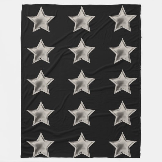 シルバースターズオンブラックフリースブランケット フリースブランケット (正面)