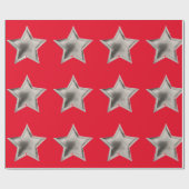 シルバースターズオンレッドラッピング紙 ラッピングペーパー (フラット)