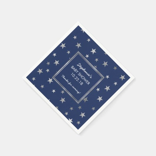 シルバースターズトゥインクルベビーシャワーの装飾 – 任意の色 スタンダードカクテルナプキン (角)