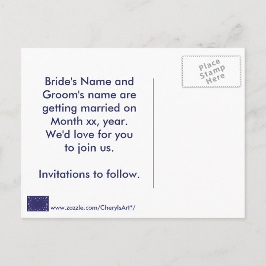 シルバースターズネイビーブルー日付はがきを保存 案内ポストカード (裏面)