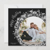 シルバースターズフォトメリークリスマスブラック シーズンカード (正面)