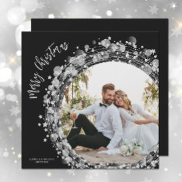 シルバースターズフォトメリークリスマスブラック シーズンカード