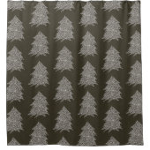 シルバースターズブラッククリスマスツリーシャワーカーテン シャワーカーテン (正面)