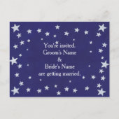 シルバースターズブルー結婚式招待状はがき インビテーションポストカード (正面)