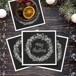 シルバースターズメリークリスマス スタンダードカクテルナプキン