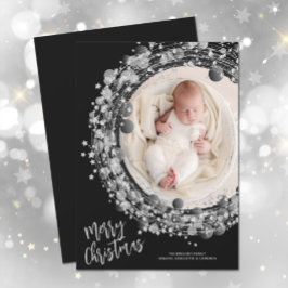 シルバースターズリースメリークリスマスフォト シーズンカード