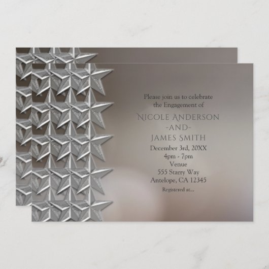 シルバースターズ《写真》ぼけ味ライト婚約招待状 招待状 (正面/裏面)