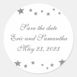 シルバースターズ、日付ステッカー、結婚式を保存 ラウンドシール