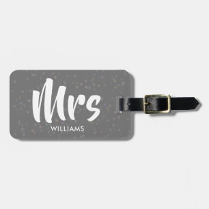 シルバースターダストのコンフェッティ Mrs 名前入り ラゲッジタグ