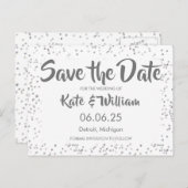 シルバースターダストコンフェッティ Save the Date 案内ポストカード (正面/裏面)