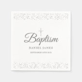 シルバースターダストバプテスマ《キリスト教》洗礼式や命名式 スタンダードカクテルナプキン (正面)