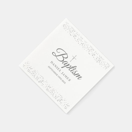 シルバースターダストバプテスマ《キリスト教》洗礼式や命名式 スタンダードカクテルナプキン (角)