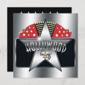 シルバースターハリウッドタイポグラフィレトロ招待状 招待状 (正面/裏面)