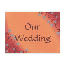 シルバースターフラワーオレンジの結婚式はがき